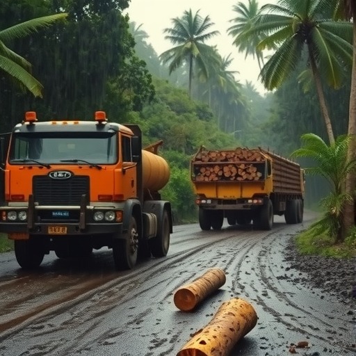 加蓬暴雨重创道路维修和原木运输(图1)