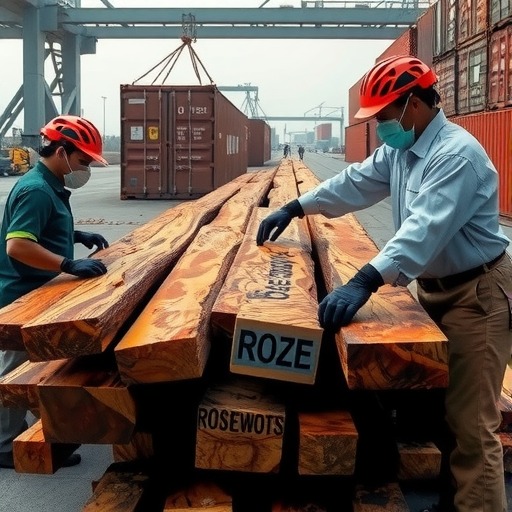 印度在国际木材市场处理其查获的走私紫檀木(图1)