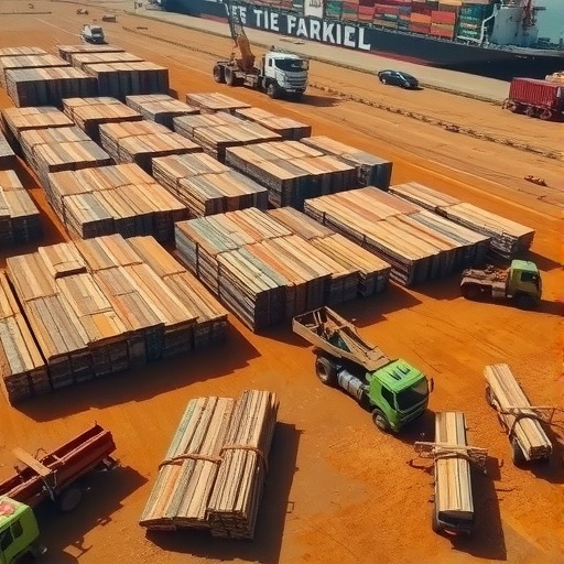 喀麦隆杜阿拉港木材堆场8-9月清理运出木材20万立方米(图1)