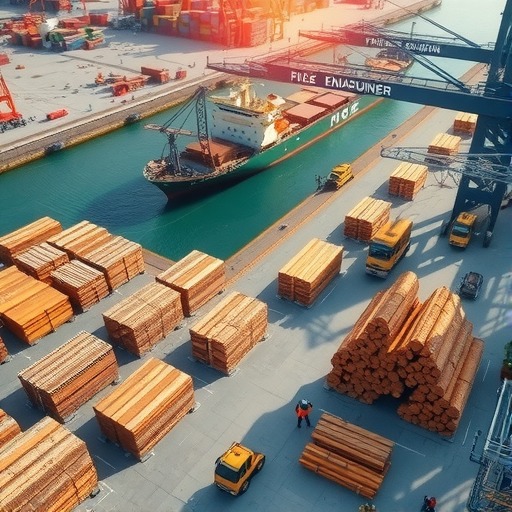 福州保税港迎来最大批量原木进口(图1)