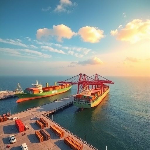 曹妃甸文丰木材码头昨日开港通航(图1)