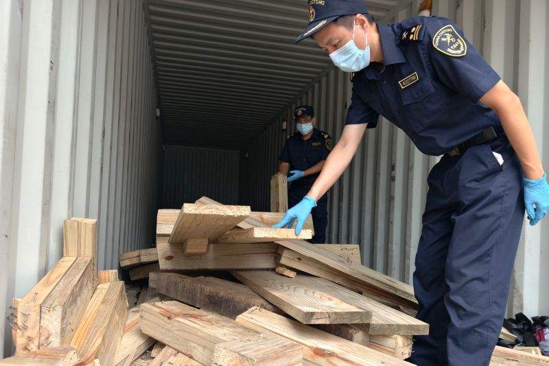 空箱藏玄机，黄岛海关查获 0.4 吨违规夹藏木板！(图1)