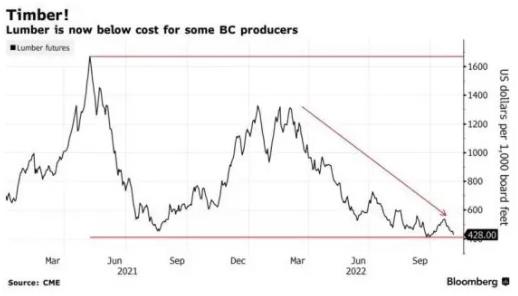木材期货年内跌超60% 北美楼市低迷令锯木厂面临倒闭风险(图1)