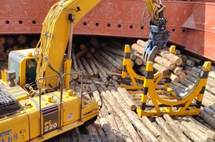 山东港口日照港启用原木卸船新流程(图2)