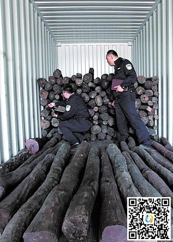 青岛海关首次查获走私红木 小叶紫檀案值22亿元(图1)